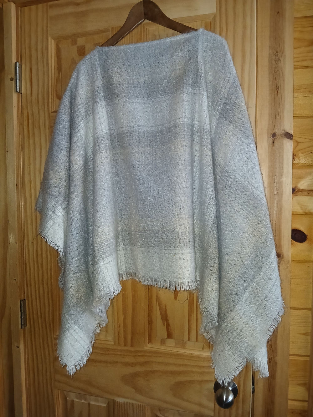 J. Jill Soft Gray, Blue and Cream Woven Poncho Cover